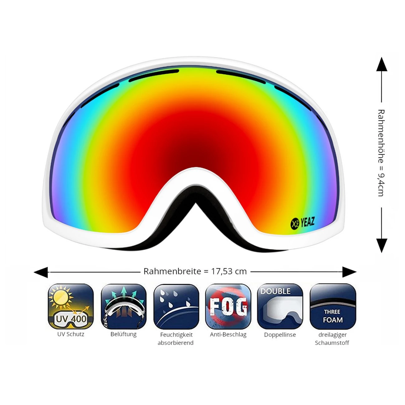 Grosses soldes 🌟 Ski Yeaz Peak Masque De Ski / Snowboard Monture Blanche 🧨 6 Grosses soldes 🌟 Ski Yeaz Peak Masque De Ski / Snowboard Monture Blanche 🧨 – Image 4