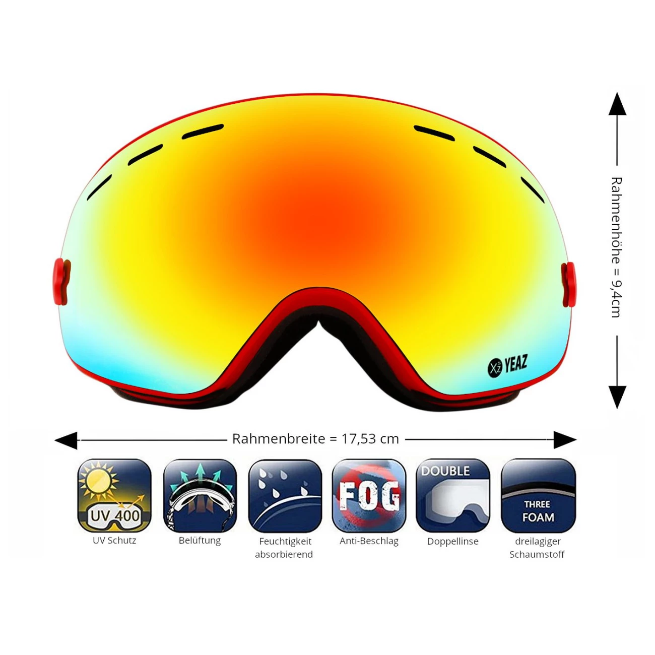 Acheter 🌟 Ski Yeaz Xtrm-summit Masque De Ski / Snowboard Avec Monture Rouge 😀 6 Acheter 🌟 Ski Yeaz Xtrm-summit Masque De Ski / Snowboard Avec Monture Rouge 😀 – Image 4